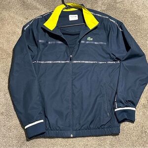 Lacoste Men's Navy Track Jacket with Yellow Accents